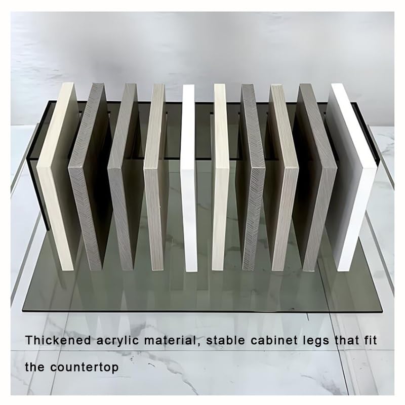 Acryl-Holz-Bodenfliesen-Display-Ständer mit 10 Kartenfächern, Marmorplattenhalter für Einzelhandel, platzsparendes Design, starke Tragfähigkeit