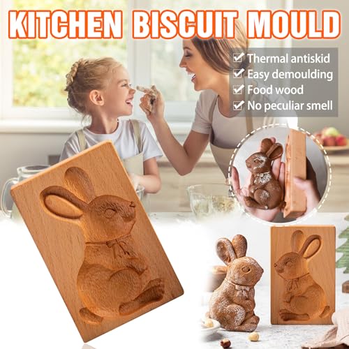 Molde de madera para galletas tallado en 3D con varias formas para repostería DIY 4