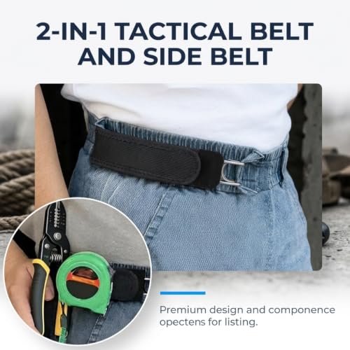 Image of SANNIDHI Buckle Free Belt for Men Women Metal Hook Tactical Elastic Belts | Black, Nylon, Adjustable Stretch No Buckle, Durable Hook and Loop Fastener, Unisex, Waist Belt for Jeans&Trousers