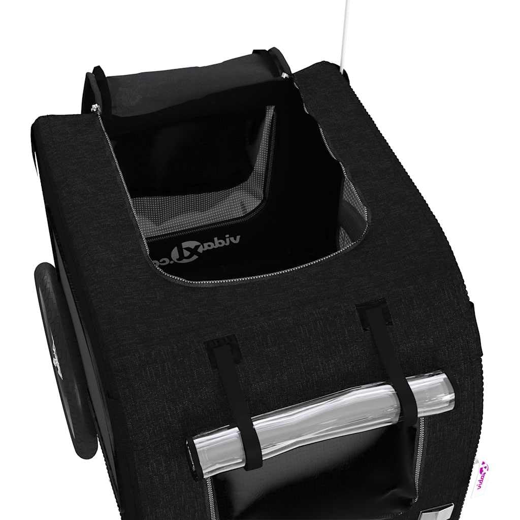 Fahrradanhänger Hunde Schwarz Oxford-Gewebe Eisen robust klappbar faltbar mit Netzfenster und Belüftung ideal für Hundebuggy Katzenbuggy Petstroller Outdoor Transportwagen Reise