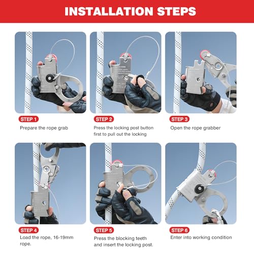 Image of Fall Protection Automatic Energy Absorbing Rope Grab Used with 5 /8 inch - 3 /4 inch Lifeline Rope, for Construction