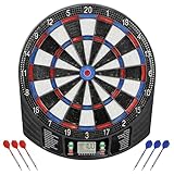 SPORTNOW Elektronische Dartscheibe Dartboard mit LCD-Anzeigen 6 Softdarts 18 Spiele 159 Varianten Dartautomat Dartscheibe Set Für bis zu 8 Spieler