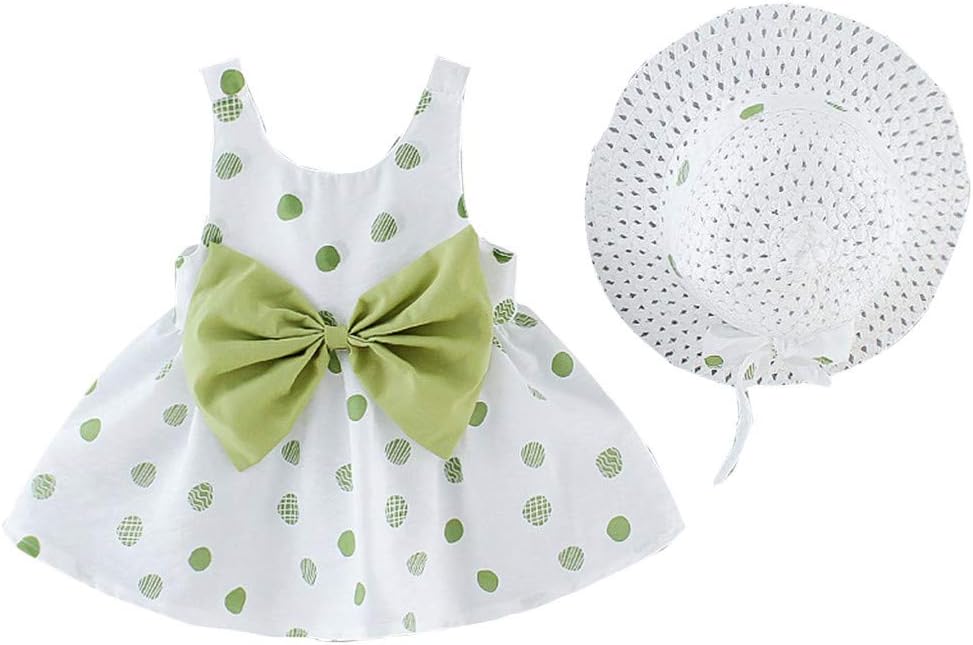 Deodehi 幼児の赤ちゃんキッズガールズドットプリントプリンセスドレス帽子衣装服 子供 発表会ドレス フォーマル ロングドレス キャミワンピース 結婚式 七五三 プリンセス Vネック 驚きの値段で お誕生日 プレゼント 冠婚葬祭