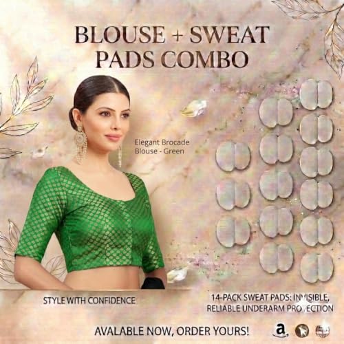 Image of Studio Shringaar Women's Zari Brocade Stitched Elbow Length Sleeves Saree Blouse