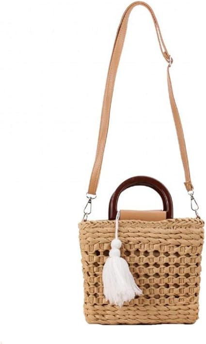 TORY BURCH　ストローショルダーバッグ　カゴバック　かご素材　タッセル トリーバーチ バスケットバッグ/かごバッグ/ショルダーバッグ