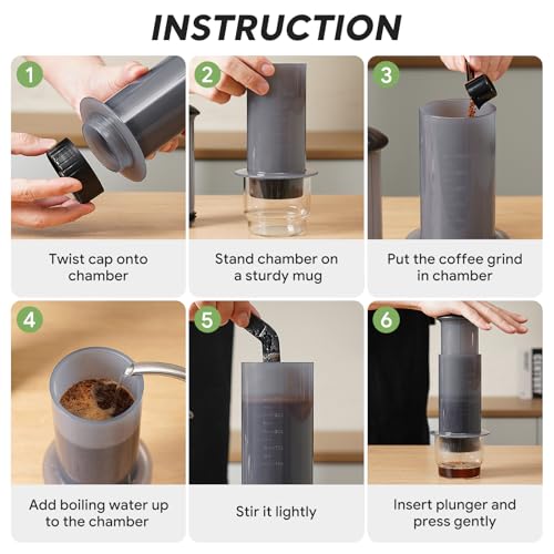Image of Portable French Press Coffee Maker- Real Coffee, No Plastic Waste, 1-3 Cups, 3-in-1 Micro-Filtration, Fast Brew in 1 Minute, Ideal for Commuter, Office, Camping & Outdoor