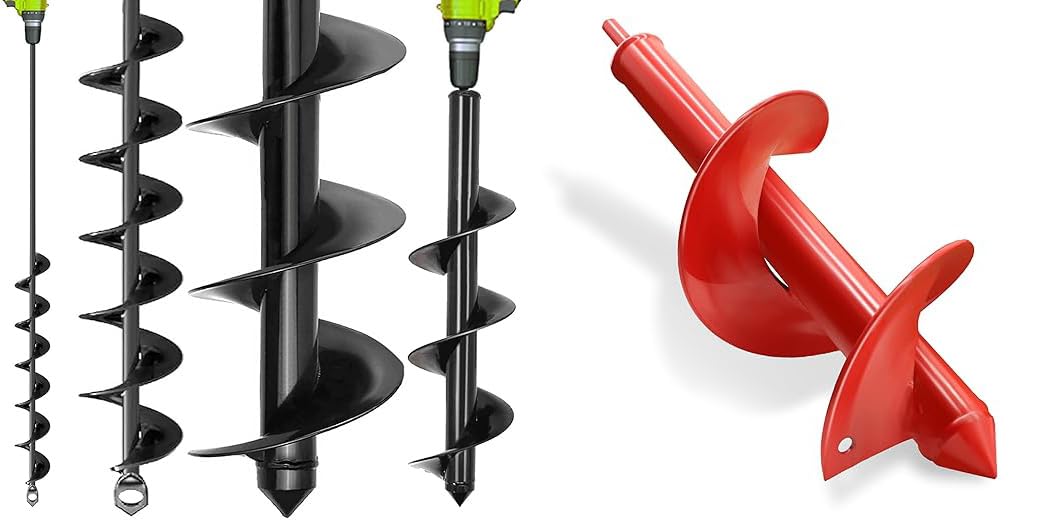 TCBWFY 4"x12" Auger Drill Bit for Planting Digging Holes,Auger Drill Bits for Planting 3x16.5in and 2x32in Solid Shaft Plant Flower Bulb Auger