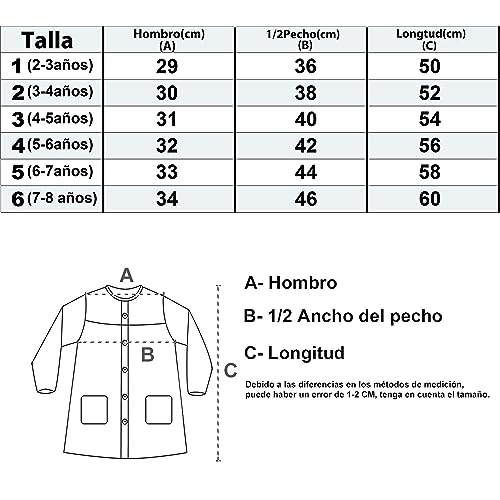 Babi escolar infantil con dos bolsillos bata comoda que evita ropa sucia 6