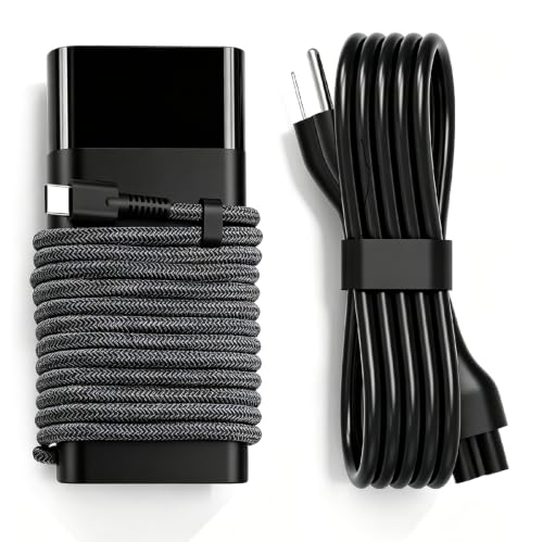 Adaptenergy 65W black charger with braided USB-C cable — shows the woven cord the brand rates for 5,000+ bends