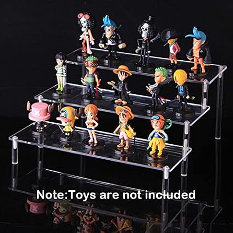 ELEpure Clear Acrylic Riser Display Shelf Display Stand Shelf for Amiibo Funko Pop Advent Calendar Figure Display, Conutertop Desktop Acrylic Display for Decoration and Organizer Cover