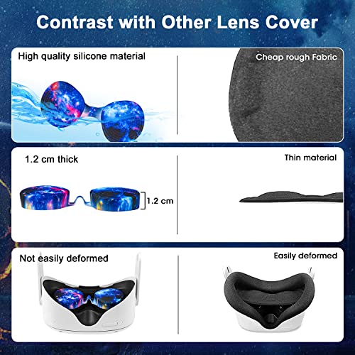 Aixoto For Oculus Quest 2 Accessories, Accessory Set For Meta Quest 2, Include Silicone Face Cover, Controller Grip Cover, Vr Shell Cover, Lens Cover And 10Pcs Disposable Eye Cover (Galaxy Blue) #TOP5