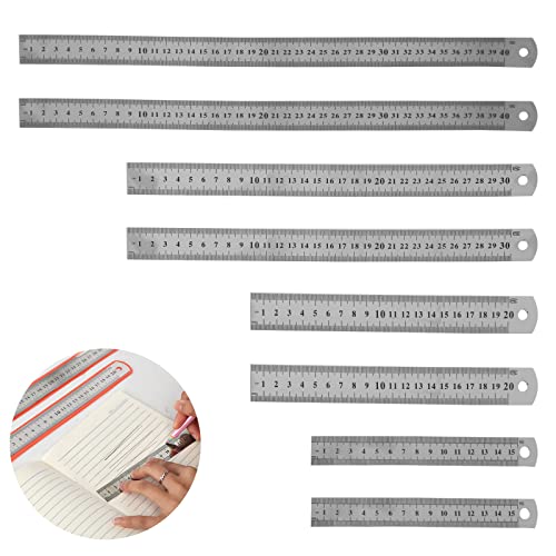 Righelli in acciaio inox, 8 pezzi, righello in