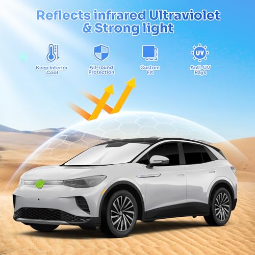 Image of Canvcle Window Shades for 2021-2026 Volkswagen /VW ID.4 ID4 Accessories Windshield Sun Shade Side Rear Window Covers Sunshade Sun Visor Shield Privacy Protection for Camping Keep Car Cool Black 8PCS