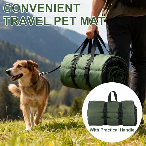 Feelhap Hundedecke 110x68cm Waschbares,Hundedecke für Unterwegs Wasserdicht,rutschfeste Hundematte Komfort und Weiches Wasserdichtes Hundebett,Outdoor,Reise,Auto-Kofferraum Hundekissen (Dunkelgrün)