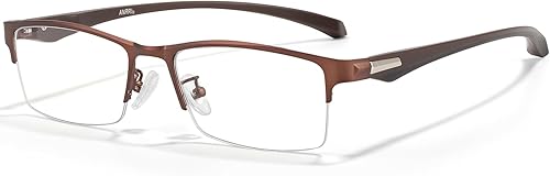 ANRRI Blue Light Glasses for Men Semi Rimless Rectangle Metal Frame UV Blocking Computer Glasses ANRRI Blue Light Glasses for Men Semi Rimless Rectangle Metal Frame UV Blocking Computer Glasses