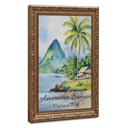 Toile aquarelle Samoa américaines, impression d'art murale 61x91 cm