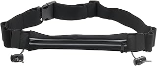 Agvdg Cinturón deportivo ultraligero impermeable con 4 trabillas de gel energético y clip para número de carrera, para triatlón, maratón, correr y ciclismo, color negro, Black, campañas
