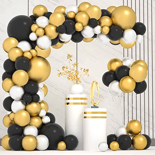 Image of Party Propz Black And Golden Balloons - Pack of 50 Pcs Black Golden Balloons For Decoration | Balloon Decoration Kit | Gold Metallic Balloons for decoration | Groom to be Decorations (Latex)