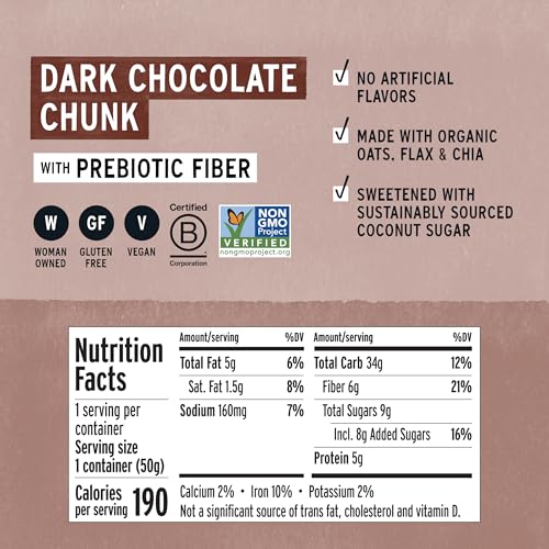 Image of Purely Elizabeth Superfood Oatmeal Cup with Prebiotic Fiber, Dark Chocolate Chunk, Vegan Friendly, Organic, Gluten Free & Non-GMO, 1.76 Ounce (Pack of 12)