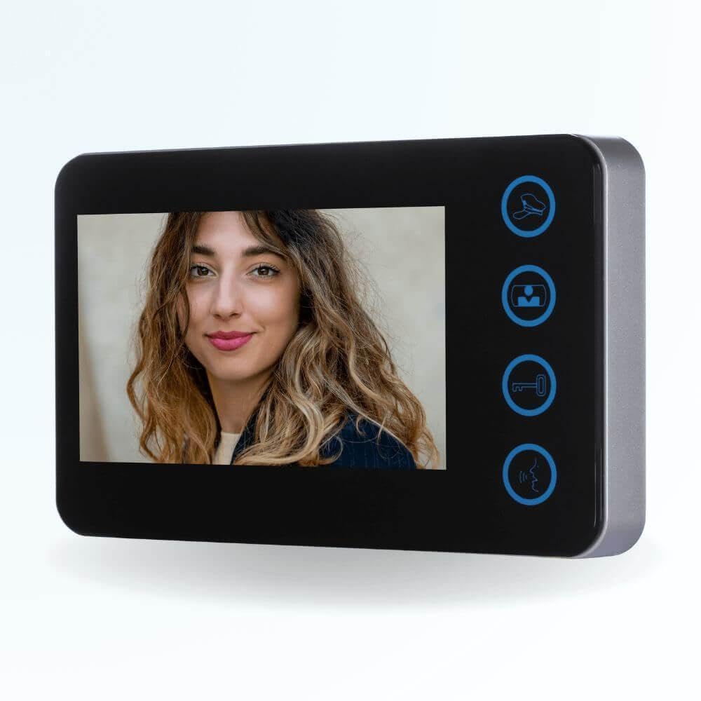 Portier interphone vidéo Modern 2 Fils - 3 Appartements - 3 écrans Noirs - avec Lecteur de Badge