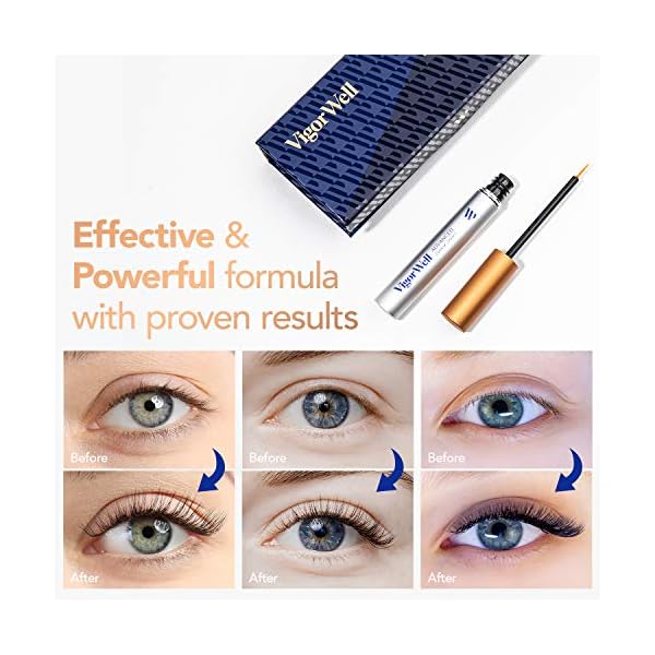 VigorWell Eyelash Growth Serum for Longer Thicker Lashes & Brows, Irritation Free Formula (5mL)