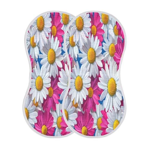 JUZIHAI 2Pack Daisies Baby Burp Cloths Soft Cotton Burp Rags,Super Absorbent Burp Cloth Bag for Newborn Baby Boys/Girls2