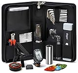 Capo para guitarra acústica, eléctrica o clásica, set de 5 púas - colores variados (seleccionados al azar), cómodo estuche para púas que las guarda por arriba del cuello de la guitarra, Afinador multi instrumentos, fácil pantalla de visualización, un botón para todas las funciones, 9 modos de afinación, ahorro de energía, Slide para guitarra de acero inoxidable de alta calidad (22mm x 70mm de largo).