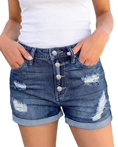 Ripped High-Waisted Denim Shorts for Women