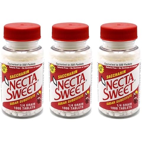 Necta Sweet Saccharin Tablets, 1/4 Grain, 1000 Tablet Bottle (Pack of 3) Cover