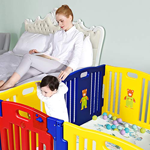 COSTWAY Baby Grondbox 8 Paneel, Kinderen Speelbox Kruipbox Babybox, Veiligheid Speelplaats Activiteitencentrum, Dubbele… - Afbeelding 7
