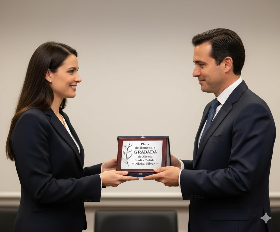 Placa chapa grabada Homenaje Agradecimiento Jubilación conmemorativa plateada PLACAS HOMENAJE PARA REGALO