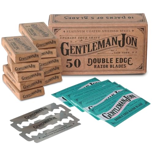 50-Pack Platinum Double Edge Razor Blades - Premium Swedish Stainless Steel Safety Razor Blades - Platinum Coated Blades For Smooth and Comfortable Shaves - Fits Most Safety Razors