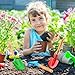 Gisafai 24 Pcs Kids Gardening Tools Set Metal Kids Garden Tools with Sturdy Wooden Handle Safe Toddler Gardening Set Shovel and Rake for Summer Beach Camping Outdoor Digging Sand Play