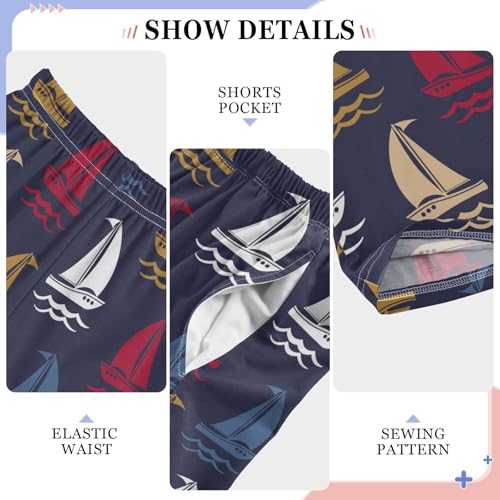 ZZXXB Sailing Boat Boys Long Pants Soft Trousers Elastic Waist Kids Lounge Bottoms with Pockets S-XL4