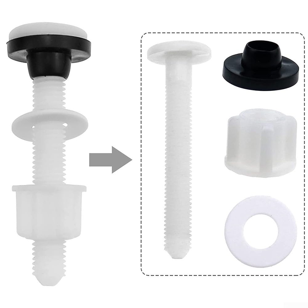 2 Pack Plastic Toilet Hinge Coupling Bolts and Nuts with Washers, Toilet Cistern Bolts, Toilet Repair Kits for Toilet Cistern Connection