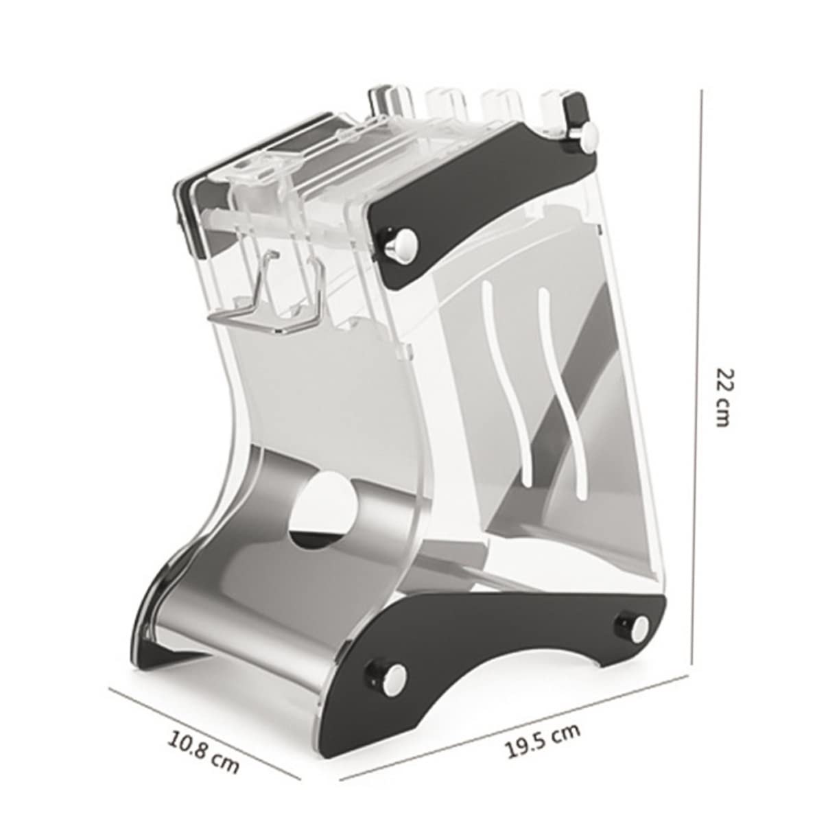 Cabilock Modern Kitchen Knife Holder Acrylic Stainless Steel Tilted Knife Rack Organizer Easy Access