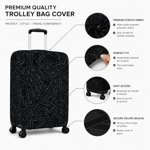 Image of Printed Luggage Cover for Traveling Bag & Suitcase - Stretchable & Scratchproof Trolley Protector with Velcro Lock & Lightweight Washable Material(Suitcase Not Included, Only Cover in Product)