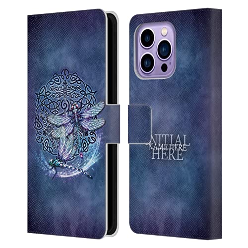 Coque portefeuille iPhone 14 Pro Max personnalisée avec initiale cadeau libellule