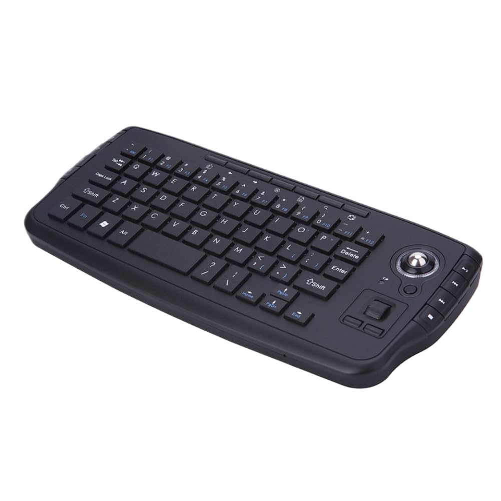 Kabellose ergonomische Tastatur mit 15 Multimedia-Funktionen und Trackball, kompatibel mit 2,4-G-Geräten