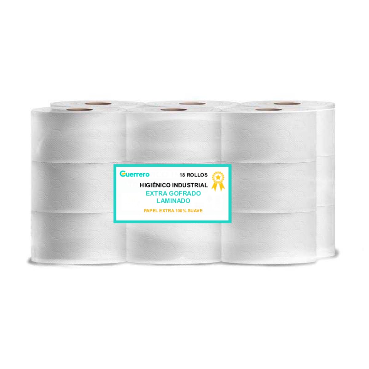Papel Higiénico Industrial Pasta Laminado - 18 Rollos de Papel WC Laminado 2 Capas - Papel de Baño con 390 servicios y 120m por Rollo