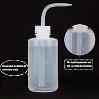 Vista 3 de 250ml 2 piezas Botella de plástico exprimible - Botella de enjuague y lavado de seguridad, suministros de tatuaje y laboratorio médico, boca curva