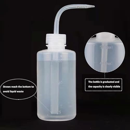 Miniatura 3 de 250ml 2 piezas Botella de plástico exprimible - Botella de enjuague y lavado de seguridad, suministros de tatuaje y laboratorio médico, boca curva,