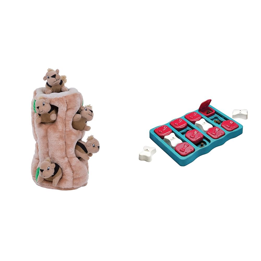 Hide A Squirrel Plush Dog Toy Puzzle, XL & Nina Ottosson Dog Brick Interactive Treat Puzz…