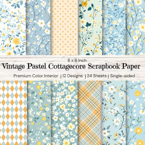 8 x 8" Vintage Pastel Cottagecore Scrapbook Paper: Colorful Floral Decorative Sheets for DIY Crafts, Journaling, Albums, Invitations, Gift-wrapping: ... Premium Color Interior, 12 Designs, 24 Sheets image 2