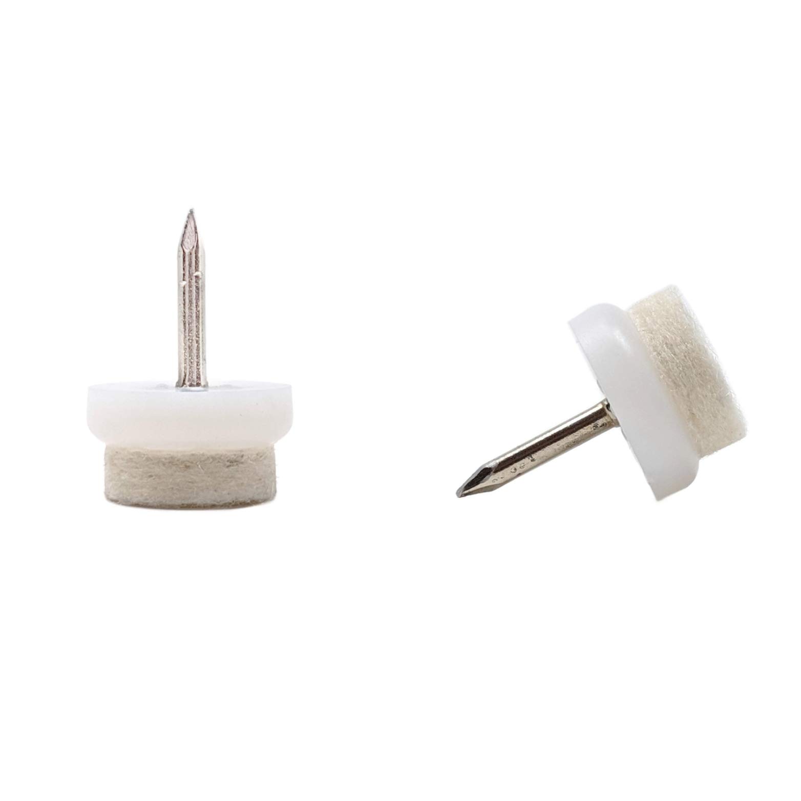 Felt Furniture Gliders. Nail in Chair Sofa Feet Pads (White, 17mm, 100 Pack, Free 2mm Drill Bit)- (See Second Image for Dimensions) Quality Floor Protectors by Keay Vital Parts- Made in Germany โ image 1