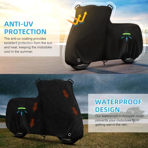 Image of Motorcycle Cover Waterproof for Honda Super Cub C125 ABS /CT125 Trail 125 Hunter Cub, Heavy Duty Outdoor Sun UV Rain Dust All Weather Protection Motorbike Cover with Soft Cotton Lining & Lock Hole