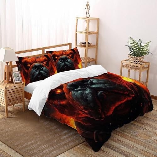 Parure de lit Chien de feu housse de couette King en microfibre douce