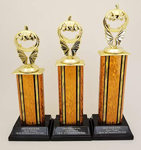 Halloween Pumpkin Jack O Lantern Set of (3) Trophies