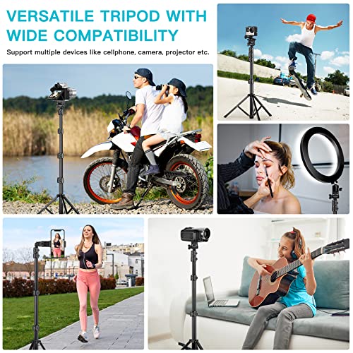 Image of 74 inch Flexible Phone Tripod, Tall Cell Phone Tripod with Adjustable Gooseneck & Remote, Portable Camera Cellphone Stand for Video Recording, Compatible with iPhone Android