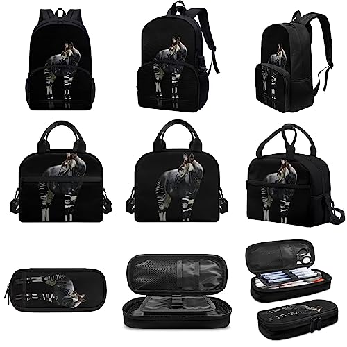 Okapi Backpack With Pencil Pouch And Lunch Box Bag 3 Piece Boys Girls Backpack Combo Set3
